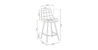 Chaise de comptoir 'Jute' Velours Beige, dimensions : H95 x L46 x P36 cm