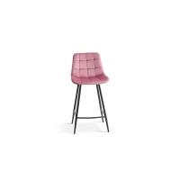 Chaise de comptoir 'Jute' Velours Rose, dimensions : H95 x L46 x P36 cm