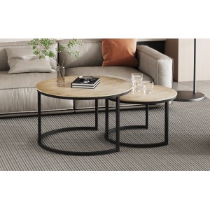 Table basse collection IMARA argent vieilli.