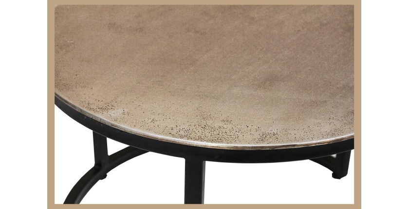 Table basse collection IMARA argent vieilli.