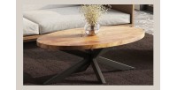 Table basse ovale collection MADEIRO marron.