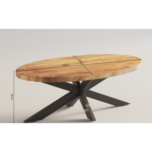 Table basse ovale collection MADEIRO marron.