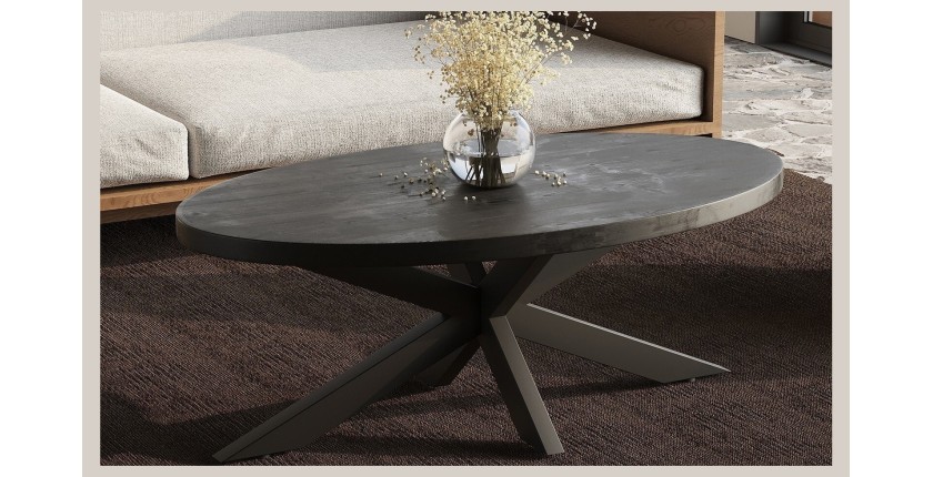 Table basse ovale collection MADEIRO noir.