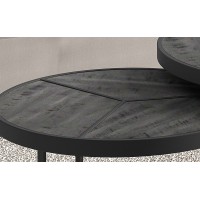 Table basse gigogne ronde en bois massif exotique. finition noir collection LAVE.