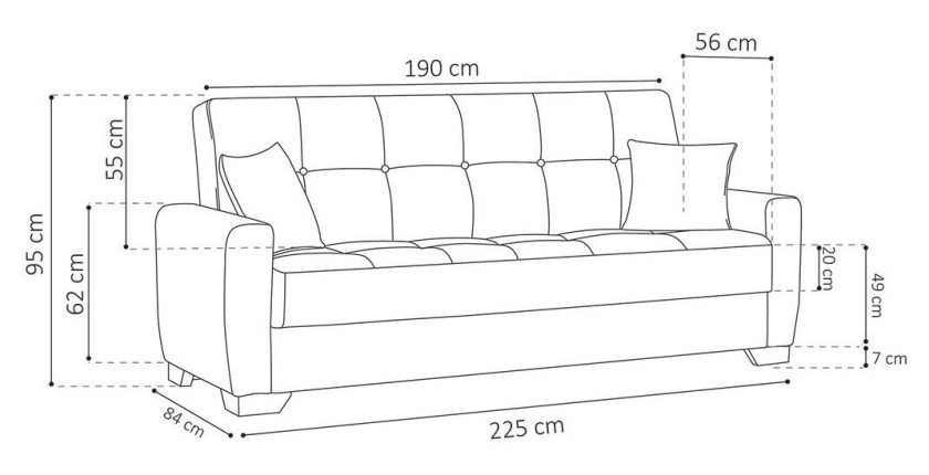 Canapé 4 places convertible gris clair ZEN, couchage 190x120 cm