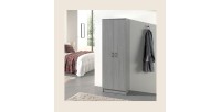 Armoire de rangement, collection STAN, 2 portes, coloris gris,  idéal pour votre entrée, salle de bain ou buanderie.