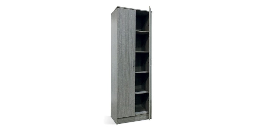 Armoire de rangement, collection STAN, 2 portes, coloris gris,  idéal pour votre entrée, salle de bain ou buanderie.