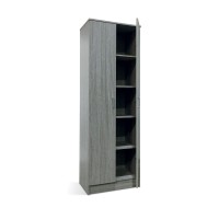 Armoire de rangement, collection STAN, 2 portes, coloris gris,  idéal pour votre entrée, salle de bain ou buanderie.