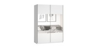 Chambre à coucher complète collection EOS : Armoire 120cm, Lit 160x200, commode, chevets. Couleur blanc mat