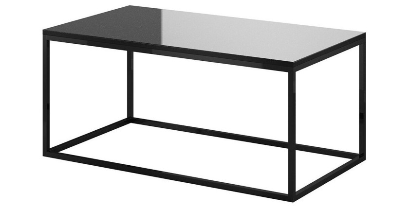 Table basse design collection ZANTE. Couleur noir brillant pailleté.