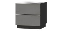 Petit Meuble TV ou meuble d'appoint 50cm collection ZANTE avec 2 tiroirs. Couleur noir et gris brillant.