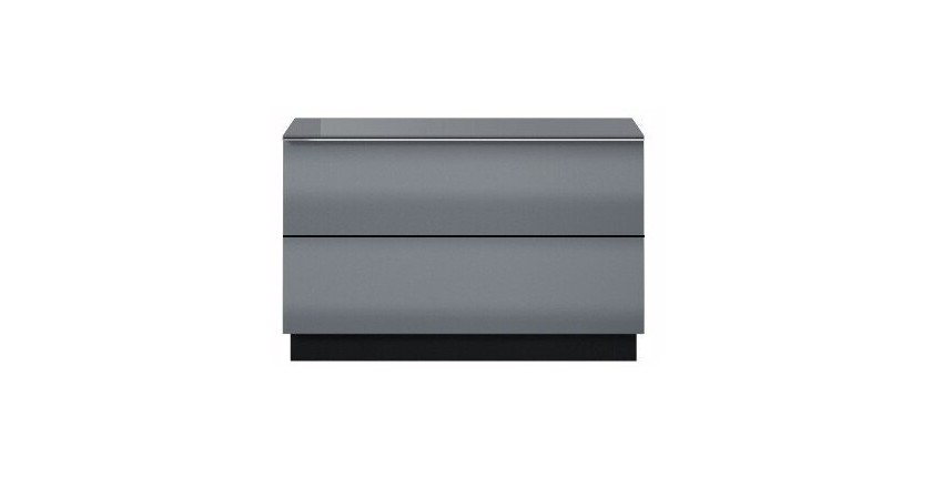 Meuble TV ou meuble d'appoint 80cm collection ZANTE avec 2 tiroirs. Couleur noir et gris brillant.