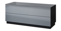 Meuble TV 120cm collection ZANTE avec 1porte. Couleur noir et gris brillant.