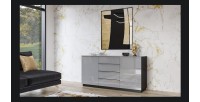 Ensemble de 6 meubles de salon collection ZANTE. Couleur noir et gris brillant.