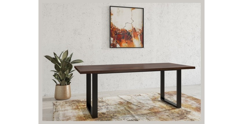 Table extensible 10 personnes pour salle à manger collection MILO coloris chêne foncé.