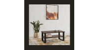 Table basse design collection MILO coloris chêne foncé. Pieds en métal noir.