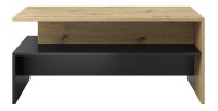 Table basse design collection RAMOS coloris chêne et noir super mat.