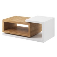Table basse design collection BERGAME. Coloris chêne et blanc. Style design