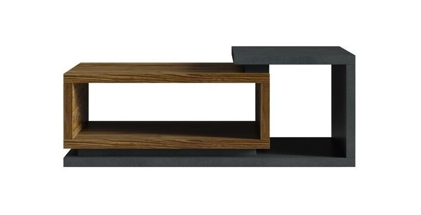 Table basse design collection BERGAME. Coloris gris et chêne foncé. Style design