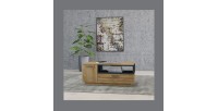 Ensemble de 4 meubles de salon collection BONO. Couleur chêne et gris anthracite.