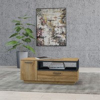 Ensemble de 5 meubles de salon collection BONO. Couleur chêne et gris.