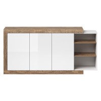 Buffet 180cm coloris chêne et blanc brillant avec nombreux rangements collection SINATRA.