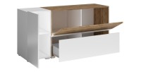 Ensemble meuble TV et buffet 135cm collection RIGA. Coloris blanc et ardoise