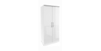 Armoire 2 portes pour dressing collection MODULO coloris blanc avec LED et pack 3 étagères inclus.