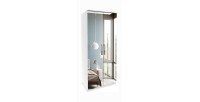 Armoire 2 portes avec miroir pour dressing collection MODULO coloris blanc avec LED et pack 3 étagères inclus.