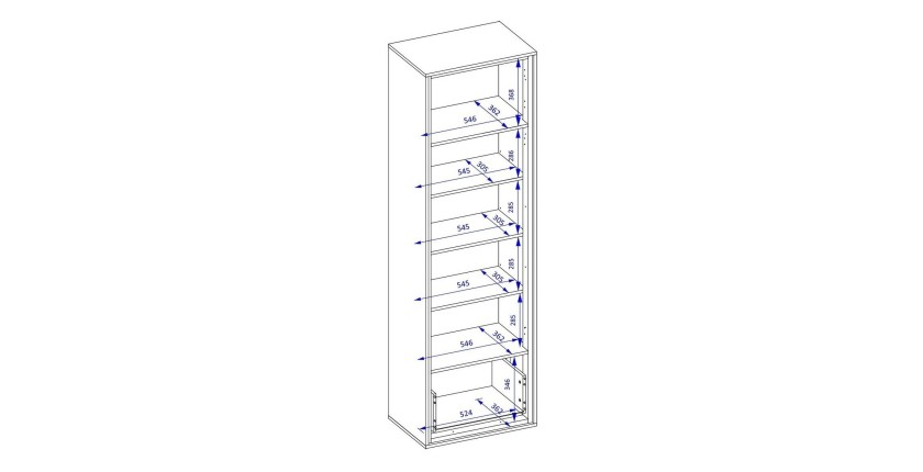 Vitrine haute design, 1 porte, 1 tiroir et 4 niches apparentes collection SILVA. Coloris chêne et gris.