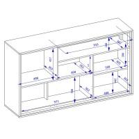 Buffet design 155cm pour salon couleur chêne et gris foncé collection SILVA.