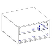 Table basse design avec 2 tiroirs collection SYLVA et niches de rangement. Couleur chêne et gris.