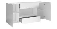 Buffet XL design 180cm pour salon couleur blanc brillant collection PAROS.