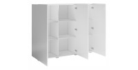 Buffet haut design 135cm avec 3 portes pour salon couleur blanc brillant collection PAROS.