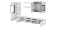 Composition de 6 meubles design pour salon couleur blanc et noir collection CONNOR