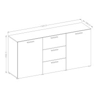 Buffet 130cm pour salon couleur blanc brillant collection CONNOR.