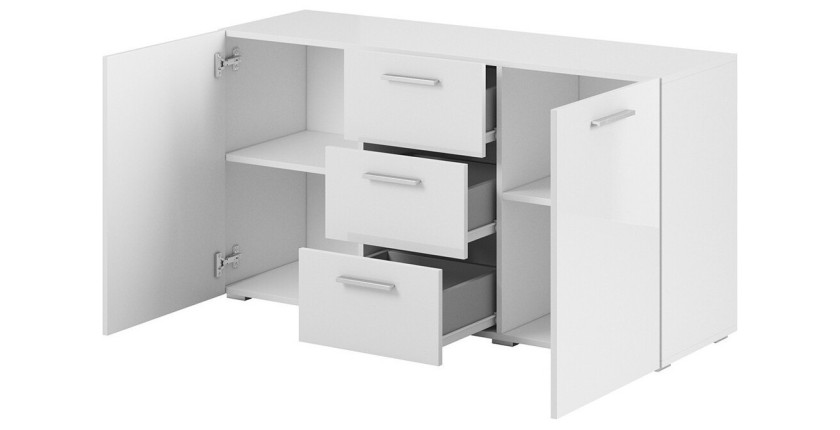 Buffet 130cm pour salon couleur blanc brillant collection CONNOR.