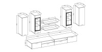 Composition XL de 8 meubles design pour salon couleur chêne et gris anthracite collection CONNOR