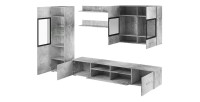 Composition de 6 meubles design pour salon coloris gris effet béton collection CONNOR