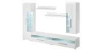 Ensemble de 6 meubles design pour salon coloris blanc brillant collection BOMBAY