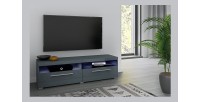 Meuble TV 140cm collection BOMBAY. Couleur gris brillant. Éclairage LED multicolore.