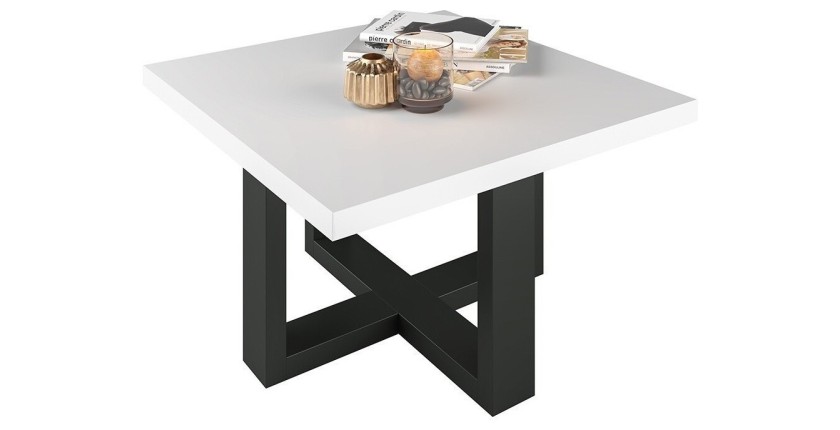 Table basse design forme carrée collection COXI Couleur noir et blanc.