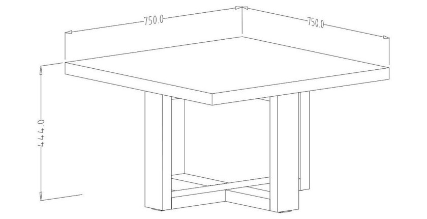 Table basse design forme carrée collection COXI coloris chêne.