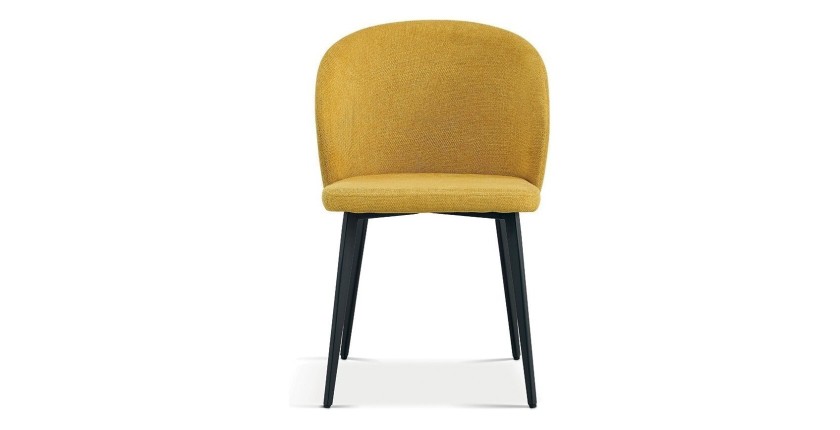 Chaise revêtement tissu pour salle à manger coloris jaune. Collection HARDIN