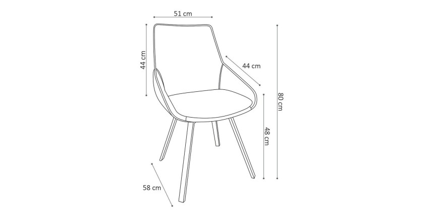 Chaise pivotante PU gris foncé pour salle à manger. Collection KIRU