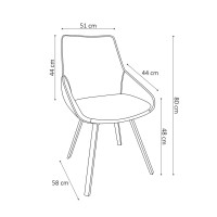 Chaise pivotante PU gris clair pour salle à manger. Collection KIRU