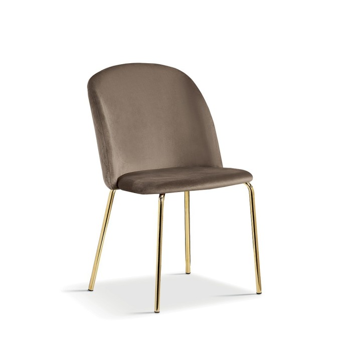Chaise en velours brun pour salle à manger. Collection NOUMEA