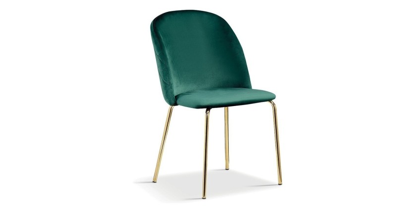 Chaise en velours vert pour salle à manger. Collection NOUMEA
