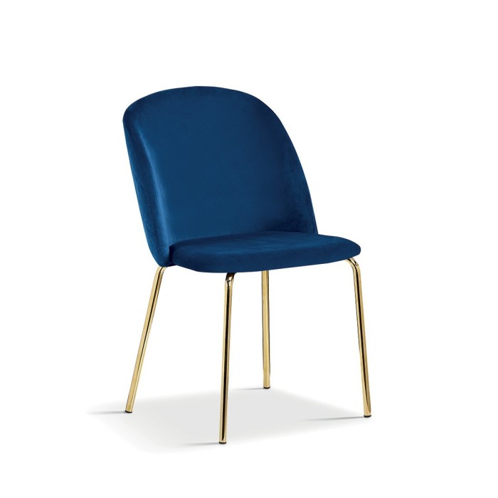 Chaise en velours bleu foncé pour salle à manger. Collection NOUMEA