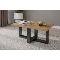 Table basse design rectangulaire collection COXI Coloris chêne et noir
